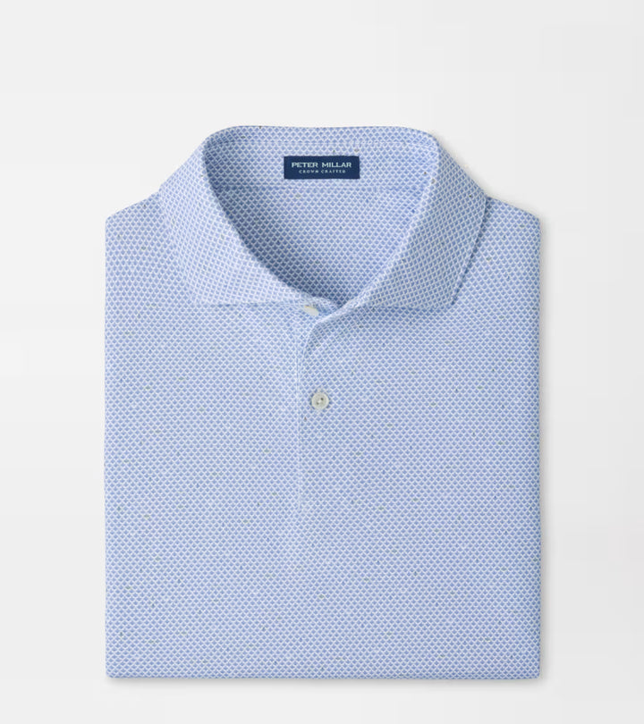 Peter Millar Crown Crafted Endives Performance Jersey Polo: White / Windy Blue