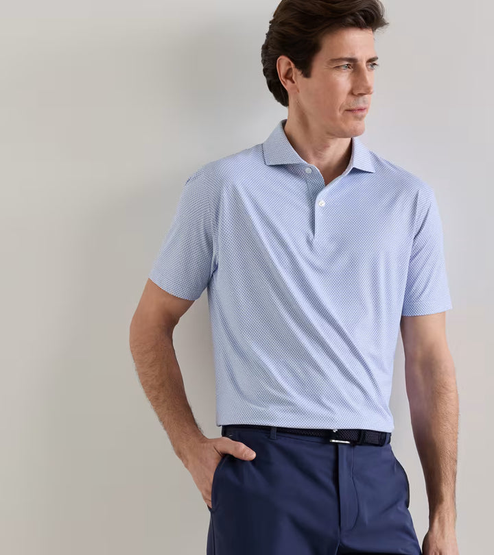Peter Millar Crown Crafted Endives Performance Jersey Polo: White / Windy Blue