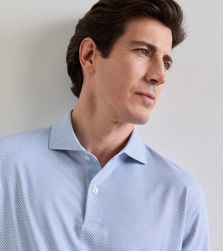 Peter Millar Crown Crafted Endives Performance Jersey Polo: White / Windy Blue