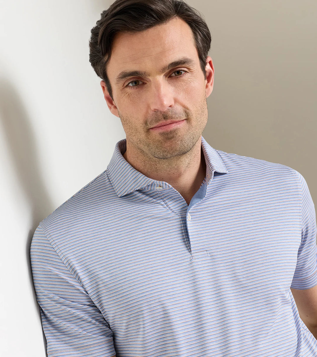 Peter Millar Crown Crafted Timbre Performance Jersey Polo: Light Nutmeg