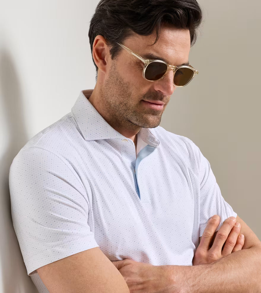 Peter Millar Crown Crafted Tenuto Performance Jersey Polo: White