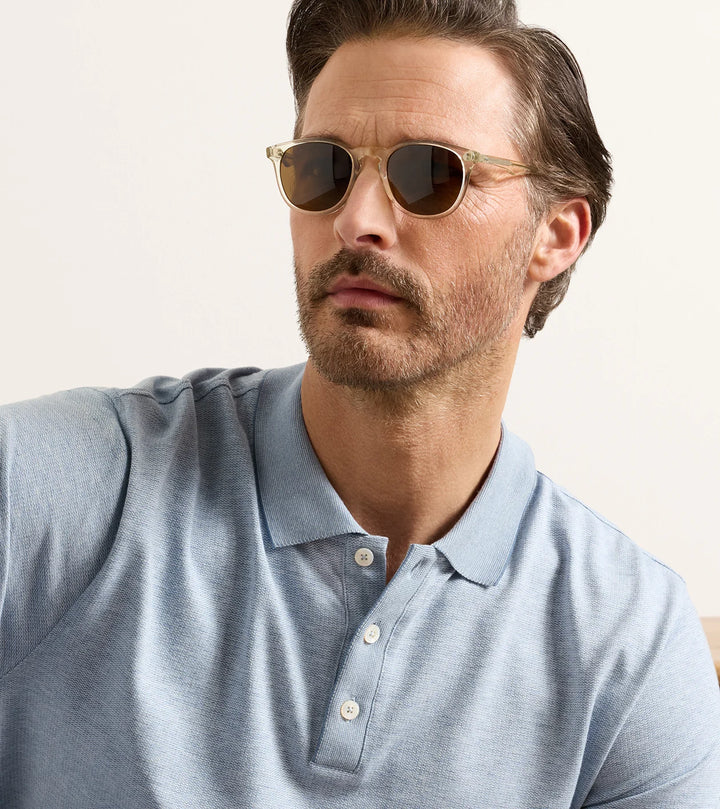 Peter Millar Barnes Short-Sleeve Knit Polo: Blue Frost