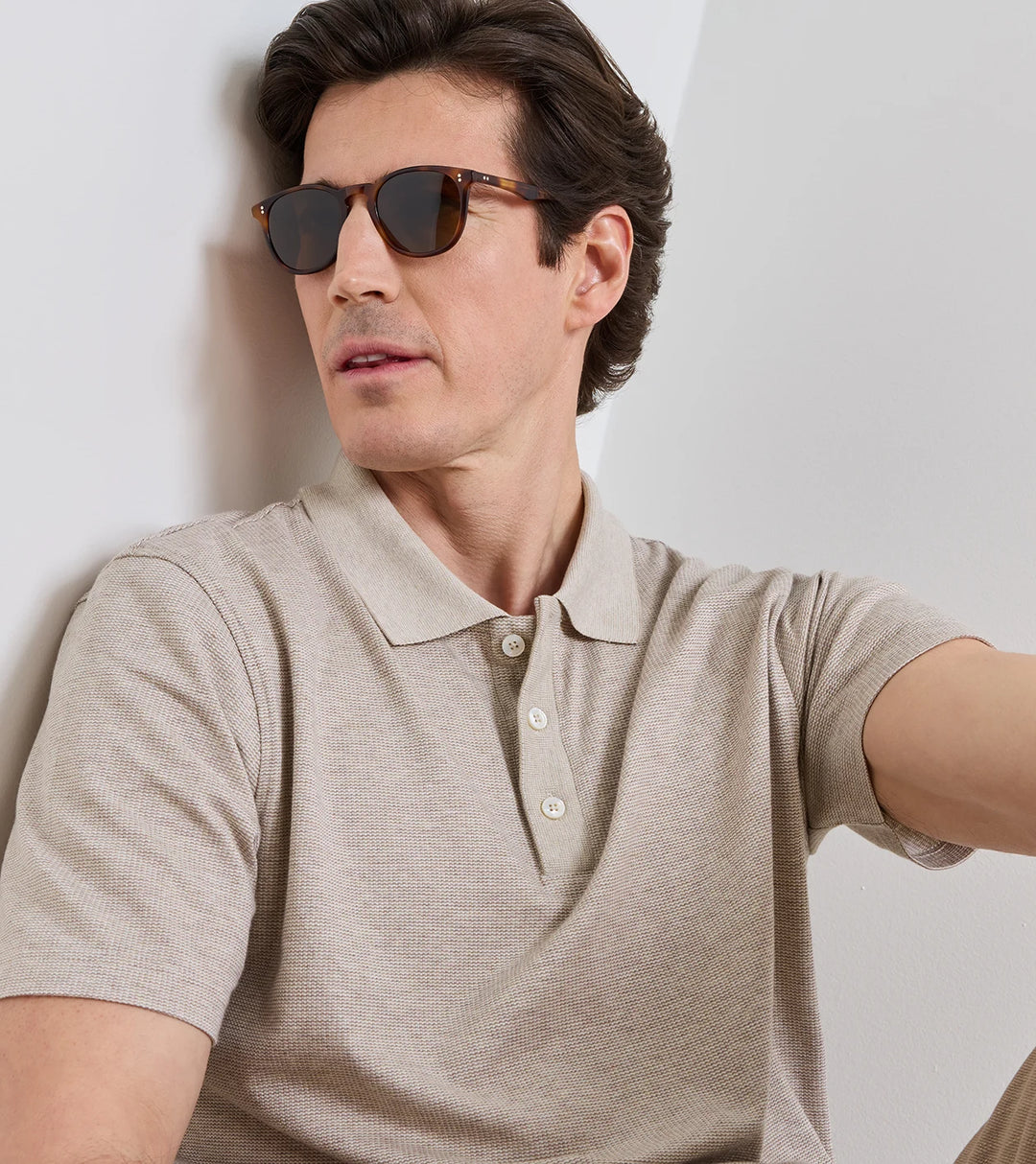 Peter Millar Barnes Short-Sleeve Knit Polo: Truffle