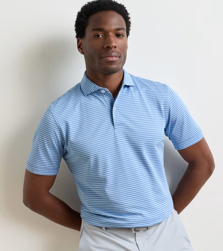 Peter Millar Crown Crafted Verse Performance Mesh Polo: Windy Blue / Blue Frost