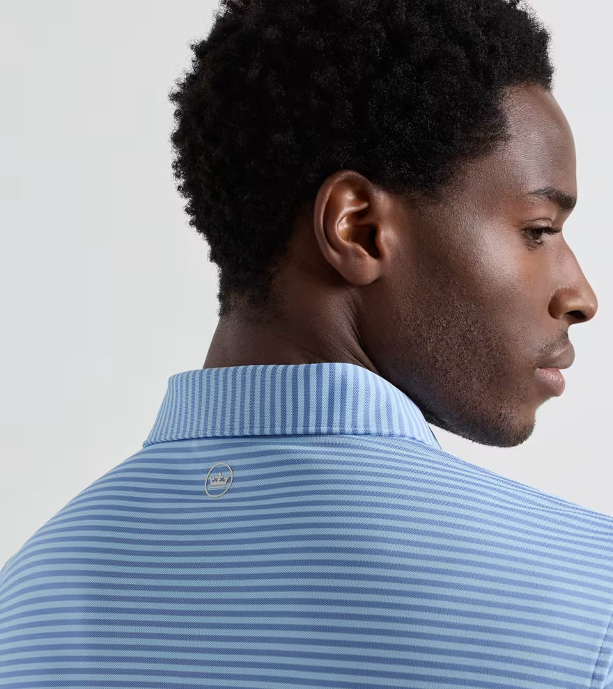 Peter Millar Crown Crafted Verse Performance Mesh Polo: Windy Blue / Blue Frost