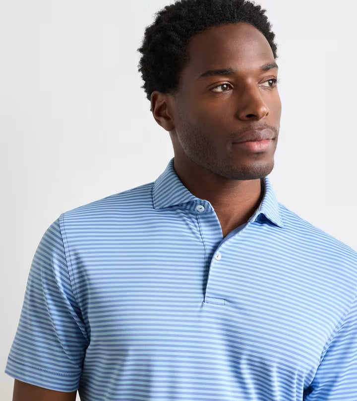 Peter Millar Crown Crafted Verse Performance Mesh Polo: Windy Blue / Blue Frost