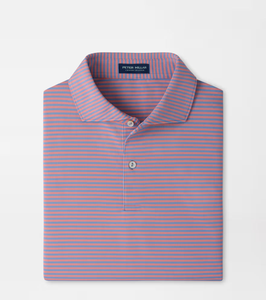 Peter Millar Crown Crafted Verse Performance Mesh Polo: Windy Blue / Melrose Pink