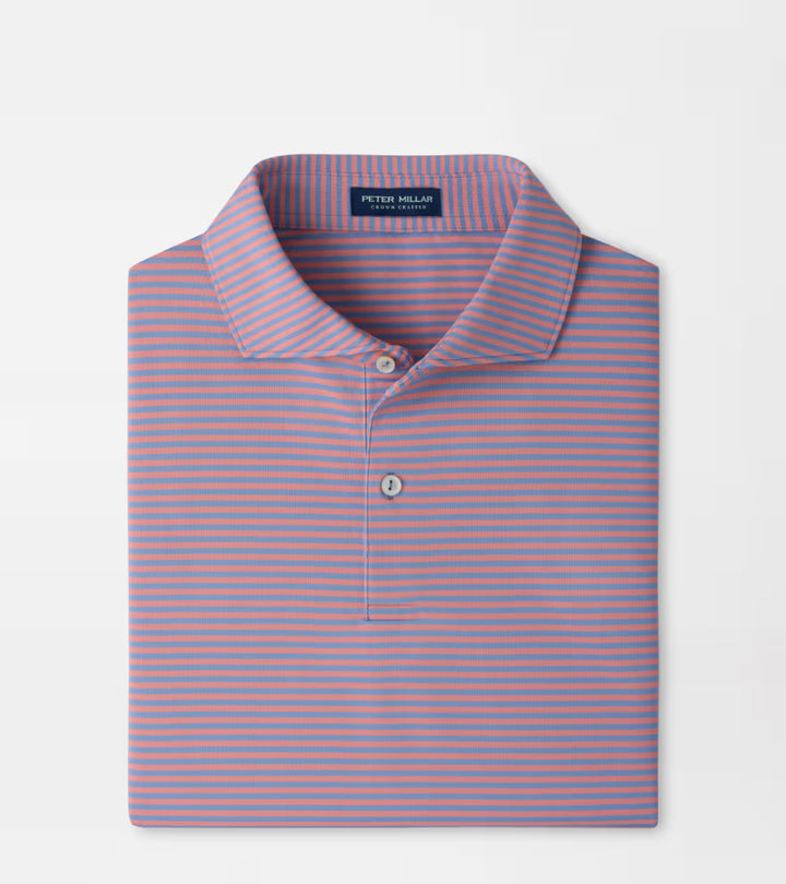 Peter Millar Crown Crafted Verse Performance Mesh Polo: Windy Blue / Melrose Pink