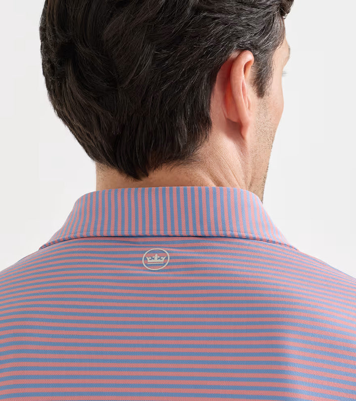 Peter Millar Crown Crafted Verse Performance Mesh Polo: Windy Blue / Melrose Pink