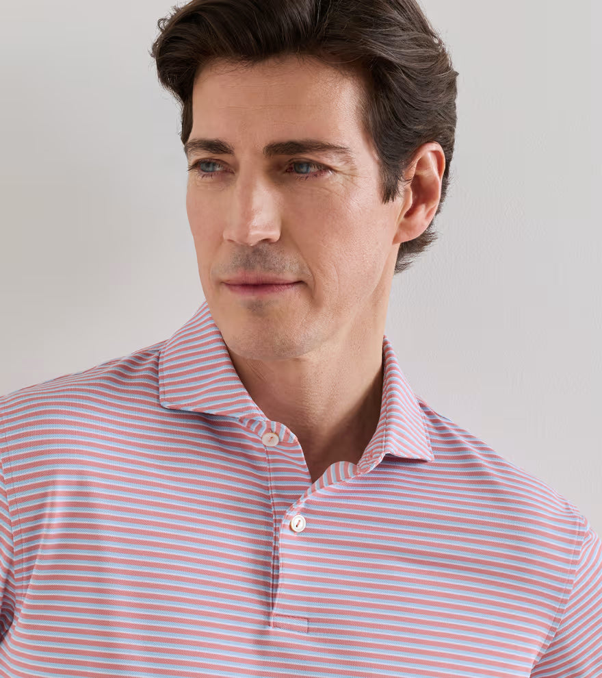 Peter Millar Crown Crafted Tempo Performance Mesh Polo: Melrose Pink
