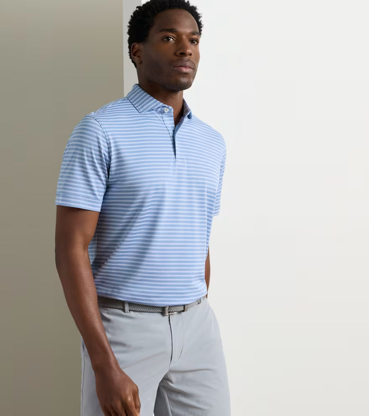 Peter Millar Crown Crafted Beam Performance Mesh Polo: Windy Blue