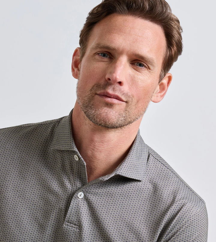 Peter Millar Crown Crafted Albatross Diamond Cotton-Blend Piqué Polo: Dark Olive