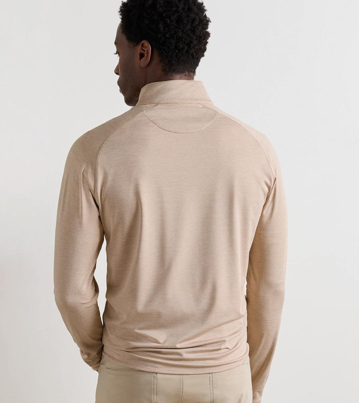 Peter Millar Stealth Stripe Performance Quarter-Zip: Light Nutmeg