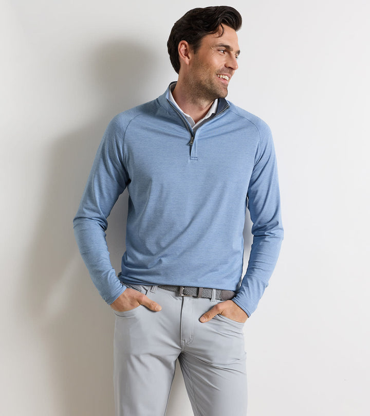 Peter Millar Stealth Stripe Performance Quarter-Zip: Windy Blue
