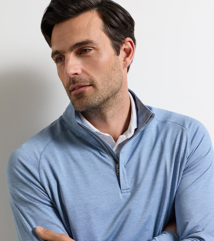 Peter Millar Stealth Stripe Performance Quarter-Zip: Windy Blue