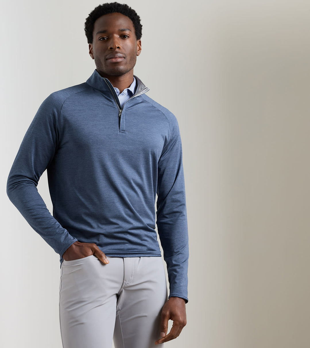 Peter Millar Stealth Performance Quarter-Zip: Cadet