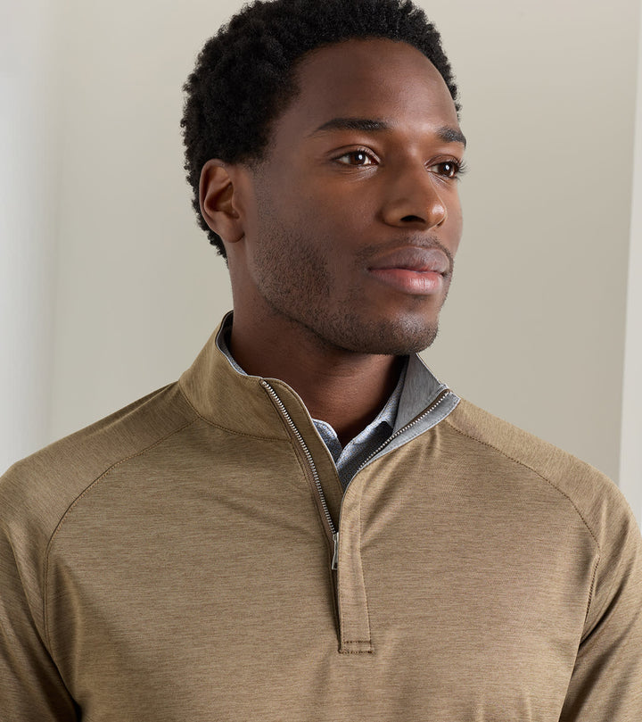 Peter Millar Stealth Performance Quarter-Zip: Light Mocha