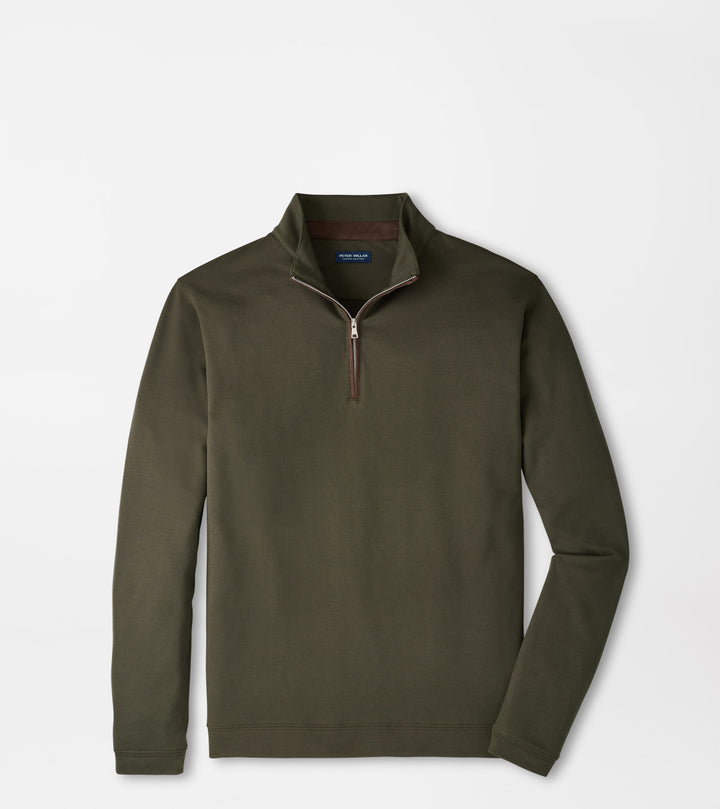 Peter Millar Albatross Cotton-Blend Piqué Quarter-Zip: Dark Olive