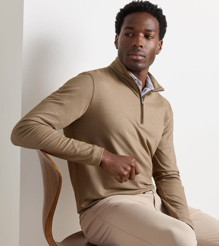 Peter Millar Albatross Cotton-Blend Piqué Quarter-Zip: Light Mocha