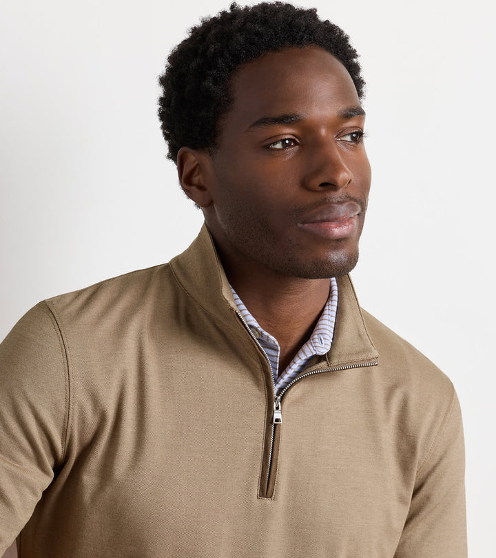 Peter Millar Albatross Cotton-Blend Piqué Quarter-Zip: Light Mocha