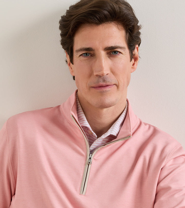 Peter Millar Albatross Cotton-Blend Piqué Quarter-Zip: Melrose Pink