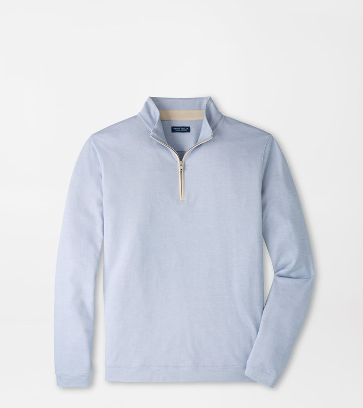 Peter Millar Albatross Cotton-Blend Piqué Quarter-Zip: Windy Blue