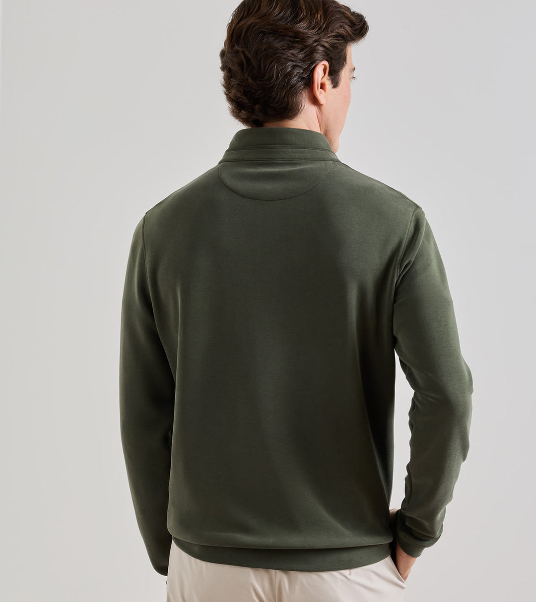 Peter Millar Soft Suede Performance Quarter-Zip: Dark Olive
