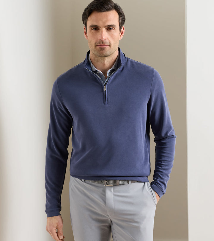 Peter Millar Soft Suede Performance Quarter-Zip: Navy