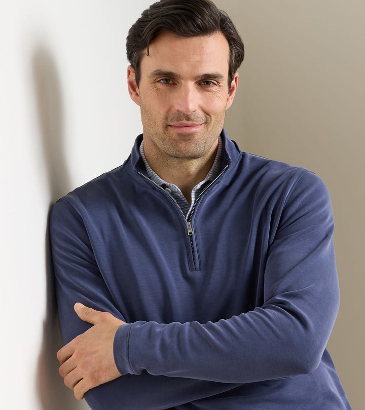 Peter Millar Soft Suede Performance Quarter-Zip: Navy