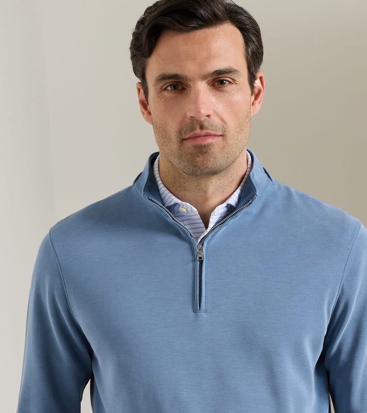 Peter Millar Soft Suede Performance Quarter-Zip: Windy Blue