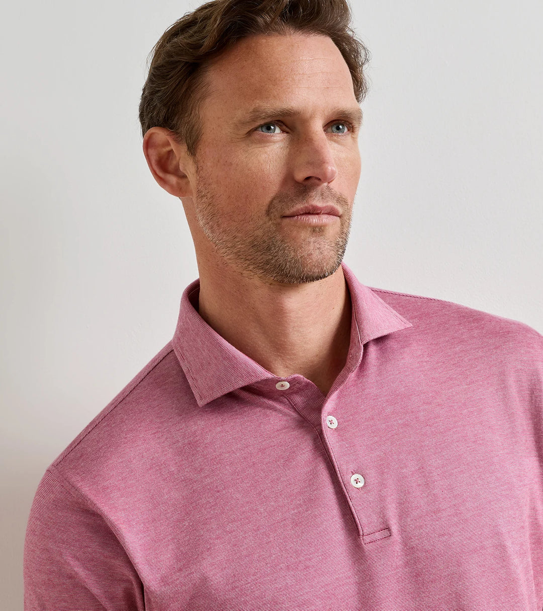 Peter Millar Excursionist Flex Short-Sleeve Polo: Ruby Dusk