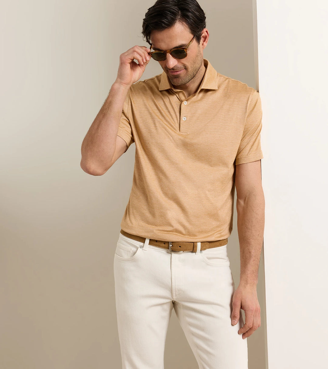 Peter Millar Excursionist Flex Short-Sleeve Polo: Spiced Cider