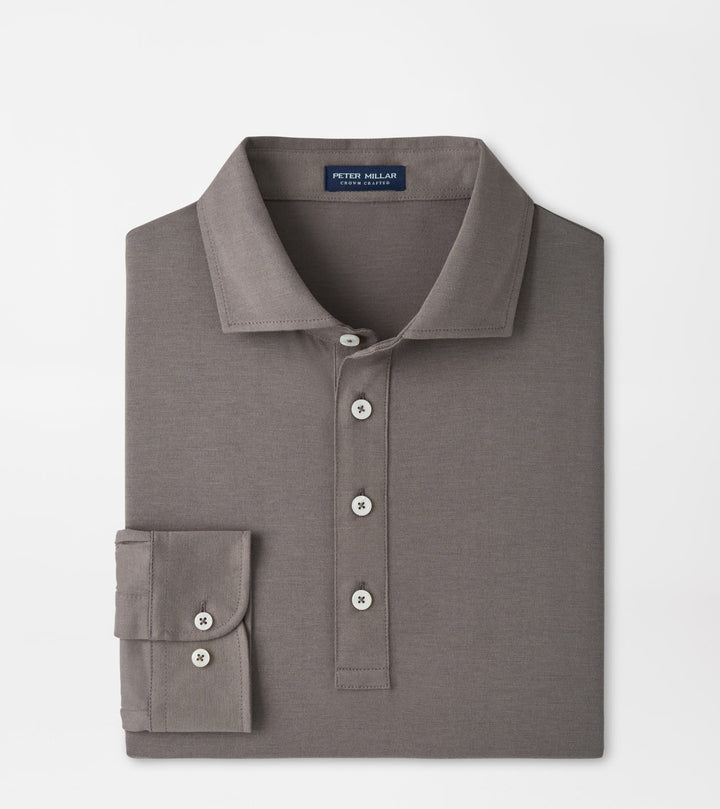 Peter Millar Ashby Silk Cotton Longsleeve Polo: Argento