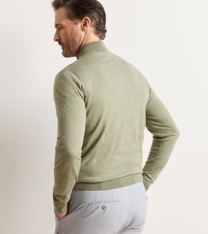 Peter Millar Excursionist Flex Quarter-Zip Sweater: Bayleaf