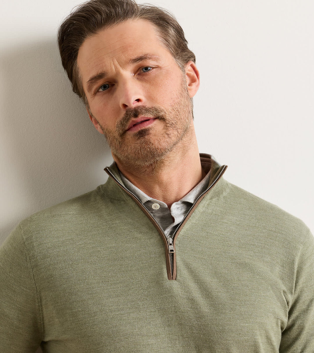 Peter Millar Excursionist Flex Quarter-Zip Sweater: Bayleaf