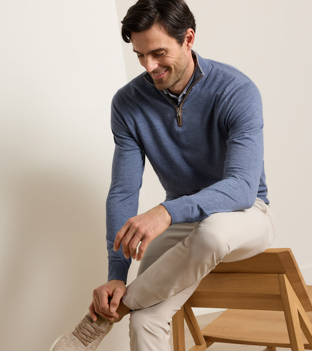 Peter Millar Excursionist Flex Quarter-Zip Sweater: Cadet