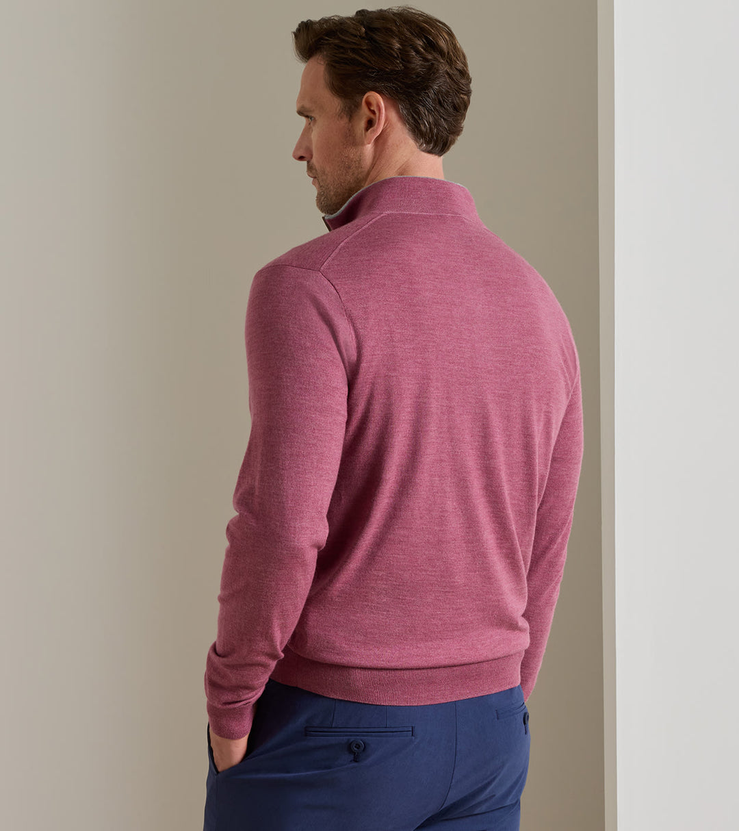 Peter Millar Excursionist Flex Quarter-Zip Sweater: Ruby Dusk