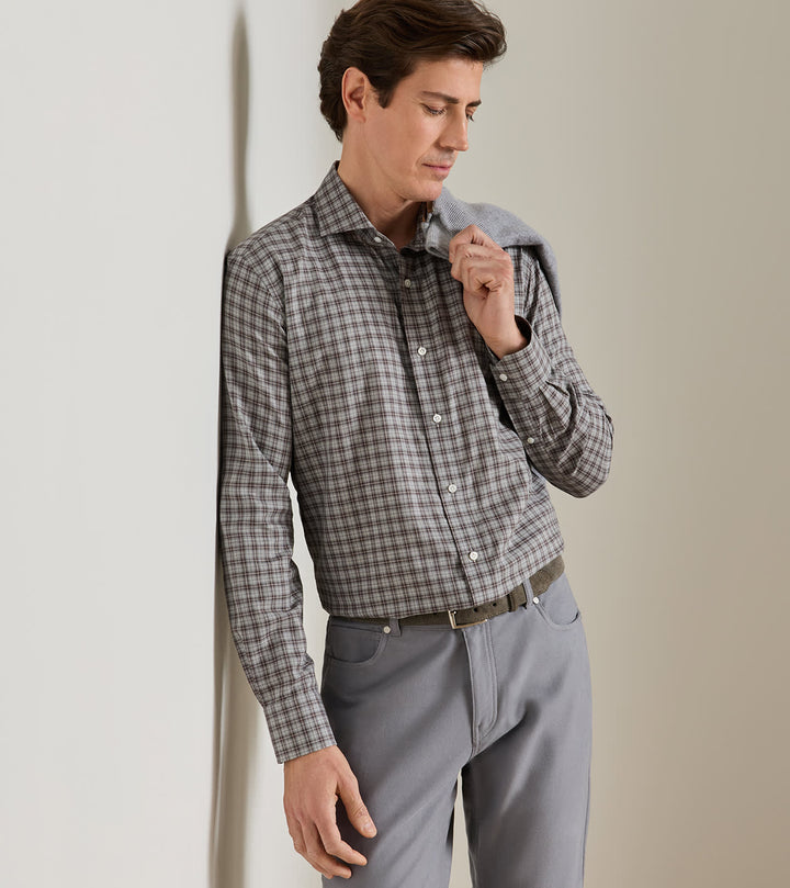 Peter Millar Bernard Cotton Sport Shirt: Grey Mist