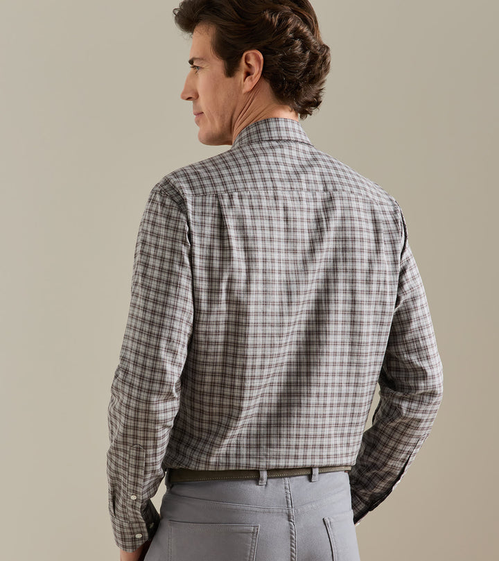 Peter Millar Bernard Cotton Sport Shirt: Grey Mist
