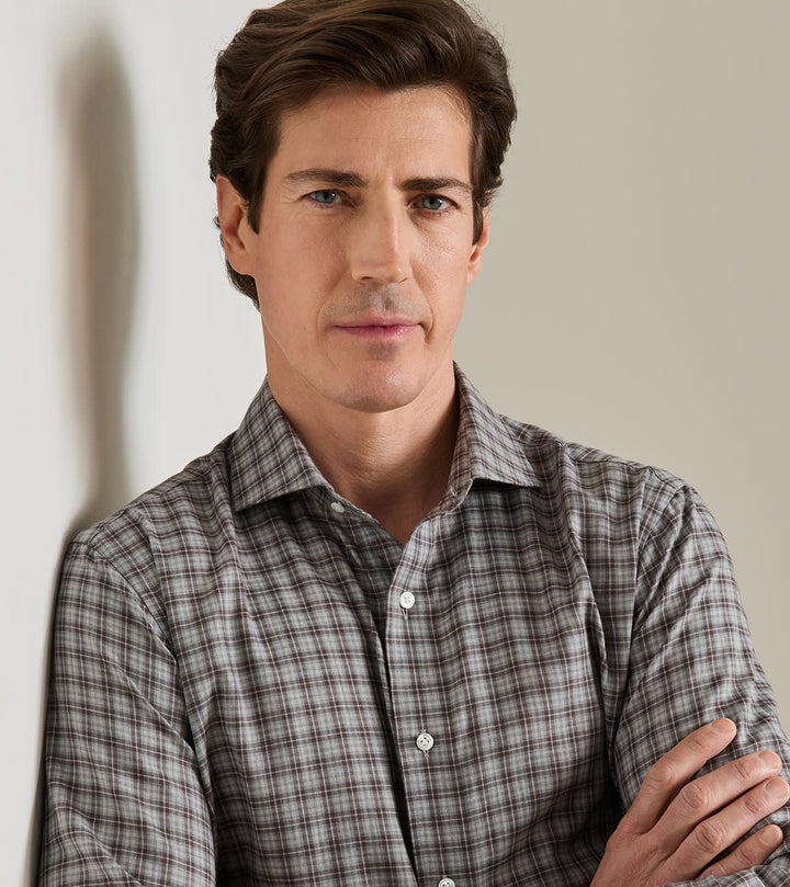 Peter Millar Bernard Cotton Sport Shirt: Grey Mist