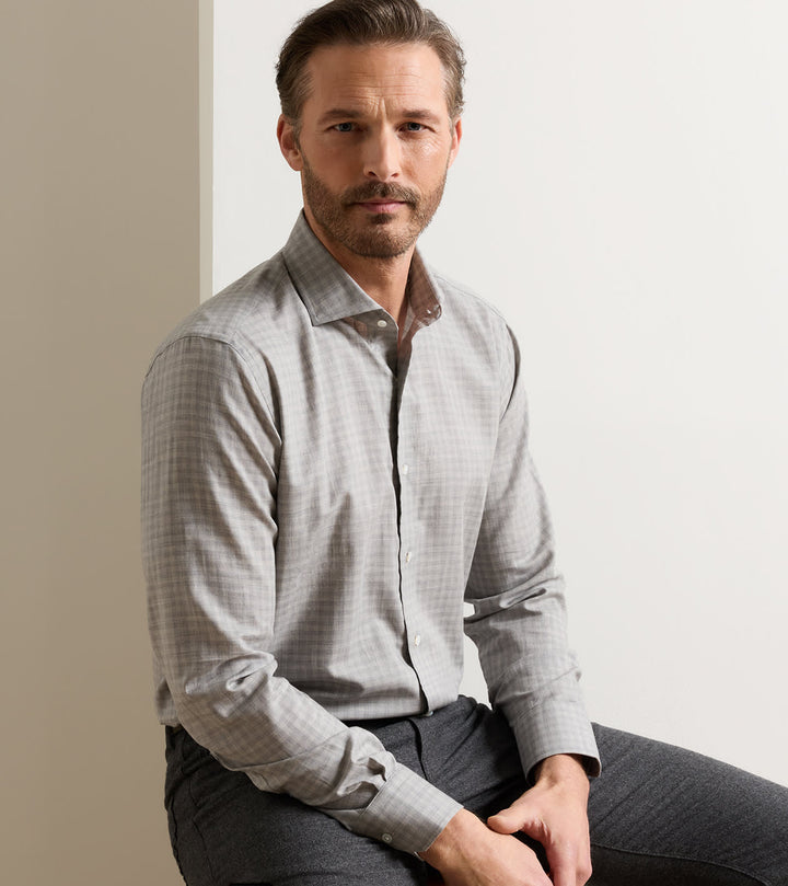 Peter Millar Felix Cotton Sport Shirt: Argento