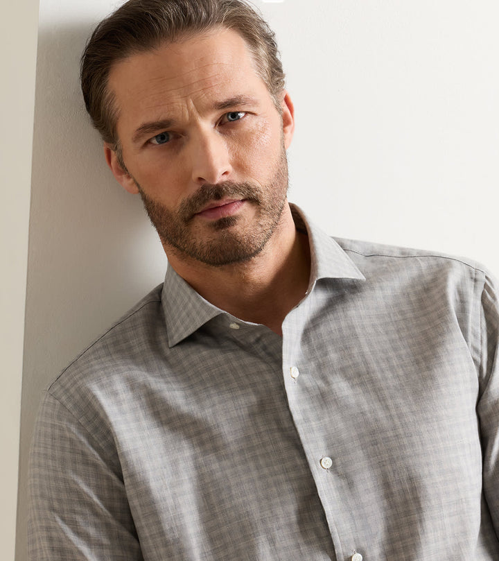 Peter Millar Felix Cotton Sport Shirt: Argento