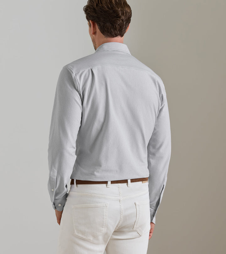 Peter Millar Excursionist Flex Stripe Sport Shirt: Argento