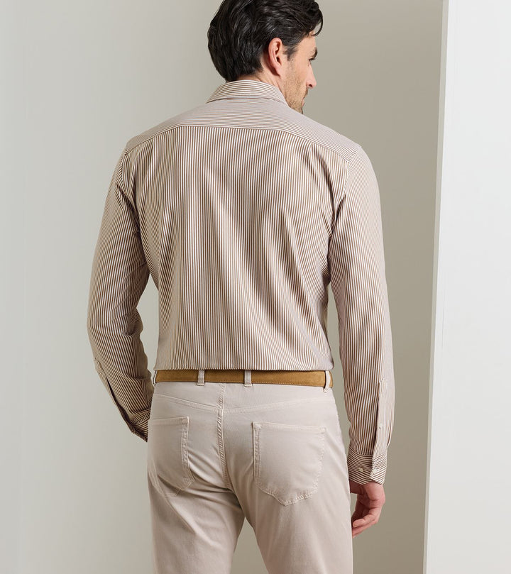 Peter Millar Excursionist Flex Stripe Sport Shirt: Nutmeg