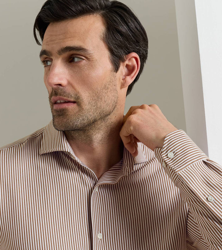 Peter Millar Excursionist Flex Stripe Sport Shirt: Nutmeg