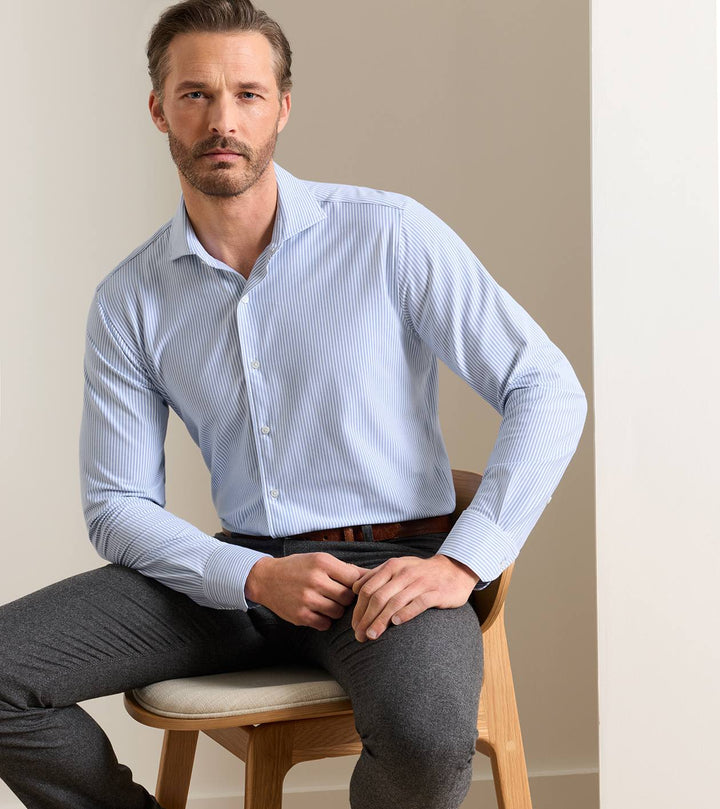 Peter Millar Excursionist Flex Stripe Sport Shirt: Windy Blue