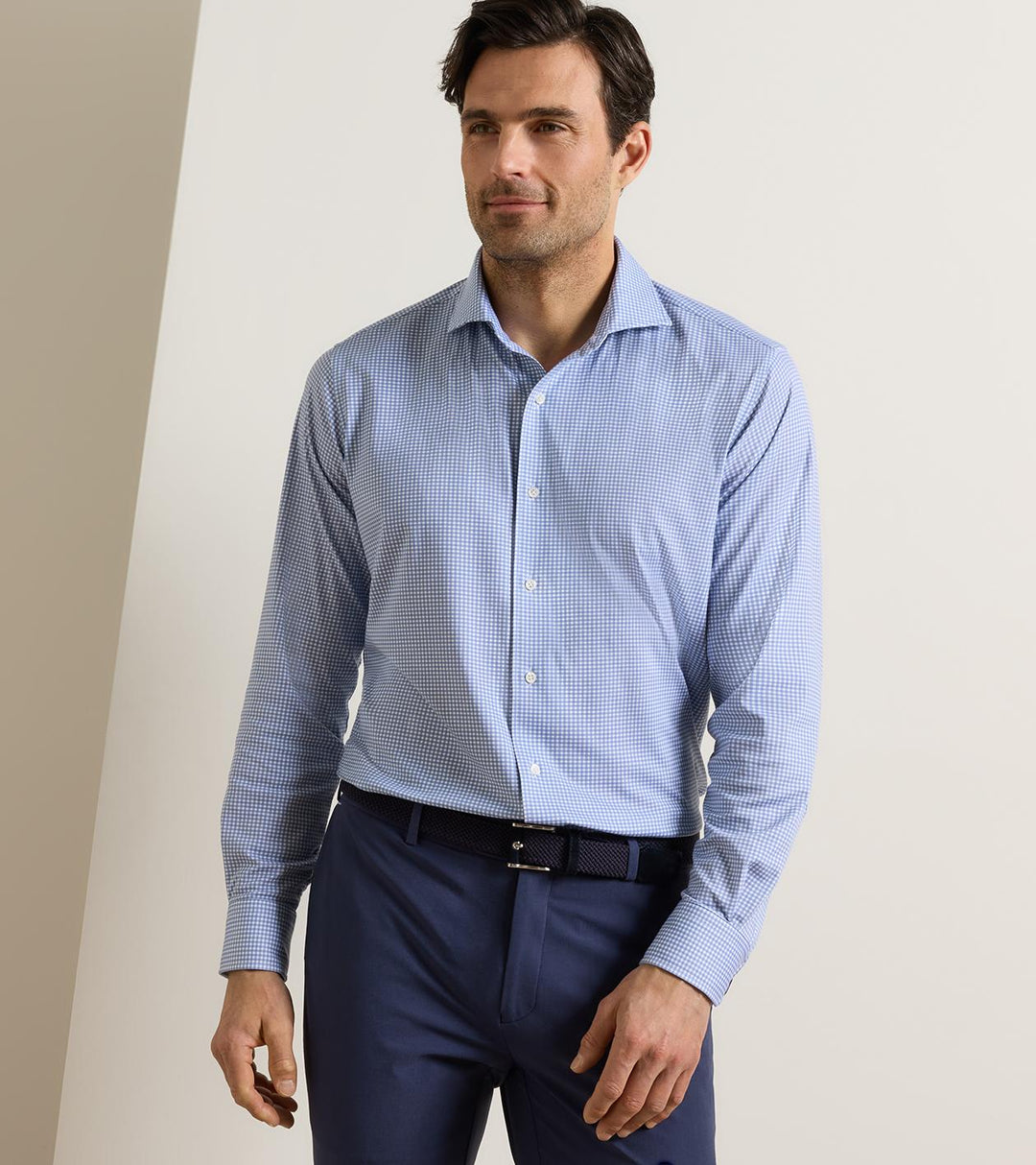 Peter Millar Excursionist Flex Gingham Sport Shirt: Windy Blue