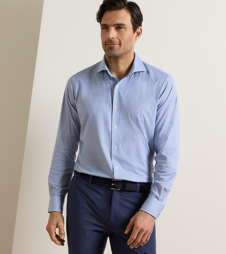 Peter Millar Excursionist Flex Gingham Sport Shirt: Windy Blue