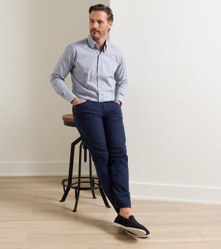 Peter Millar Chester Cotton Sport Shirt: Navy