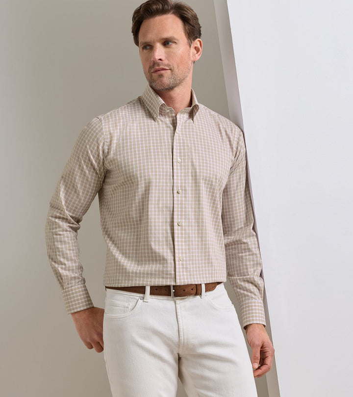 Peter Millar Chester Cotton Sport Shirt: Nutmeg